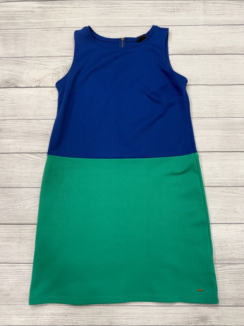 Tommy Hilfiger Blue Green Colorblock Sleeveless Shift Dress L